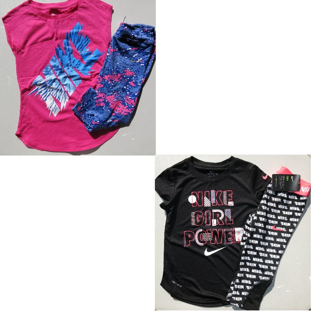 Nike Girls Size 6X Dri-fit Capri Leggings & T-Shirts Brand NEW